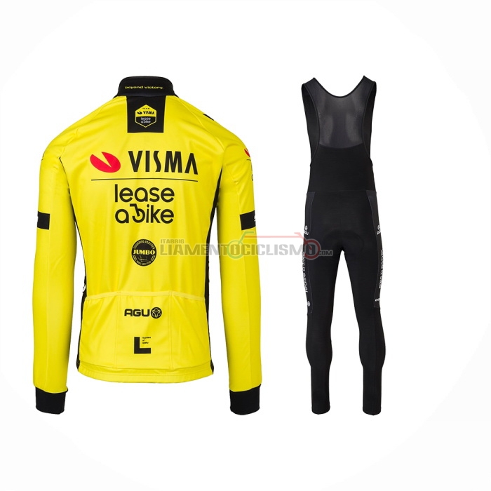 2024 Abbigliamento Ciclismo Jumbo Visma Giallo Nero Manica Lunga e Salopette
